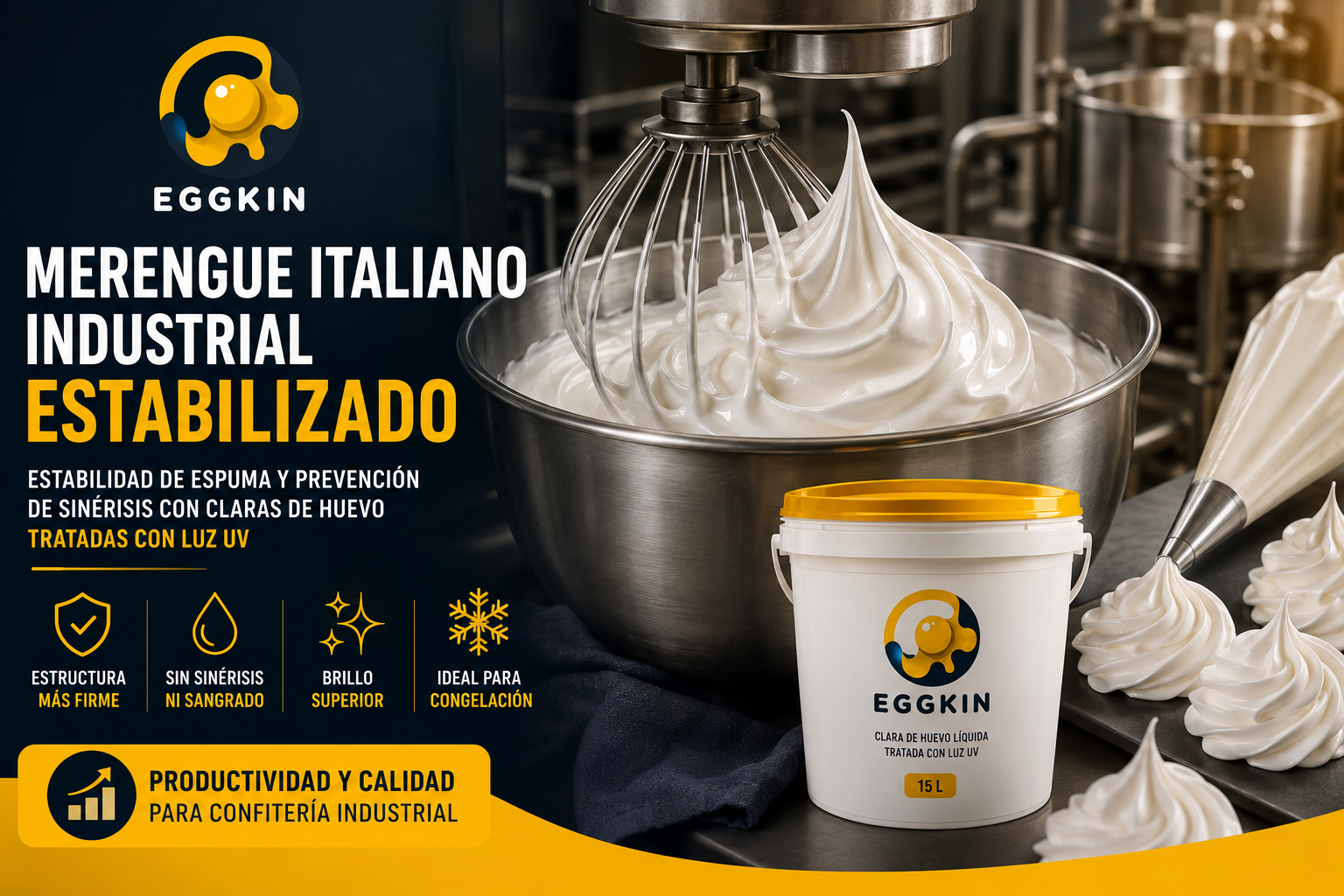 Merengue Italiano Industrial Estabilizado para Confitería